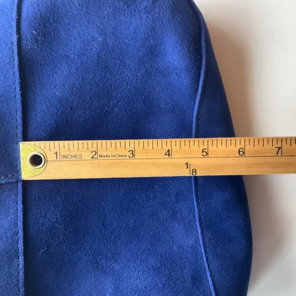 Portland Leather Goods Suede Devan Bucket Tote Bag Joni Blue Slouchy - Picture 11 of 14